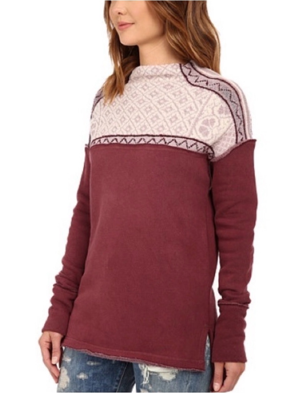 Free People Snow Bunny Mock Neck Pullover Sweater
